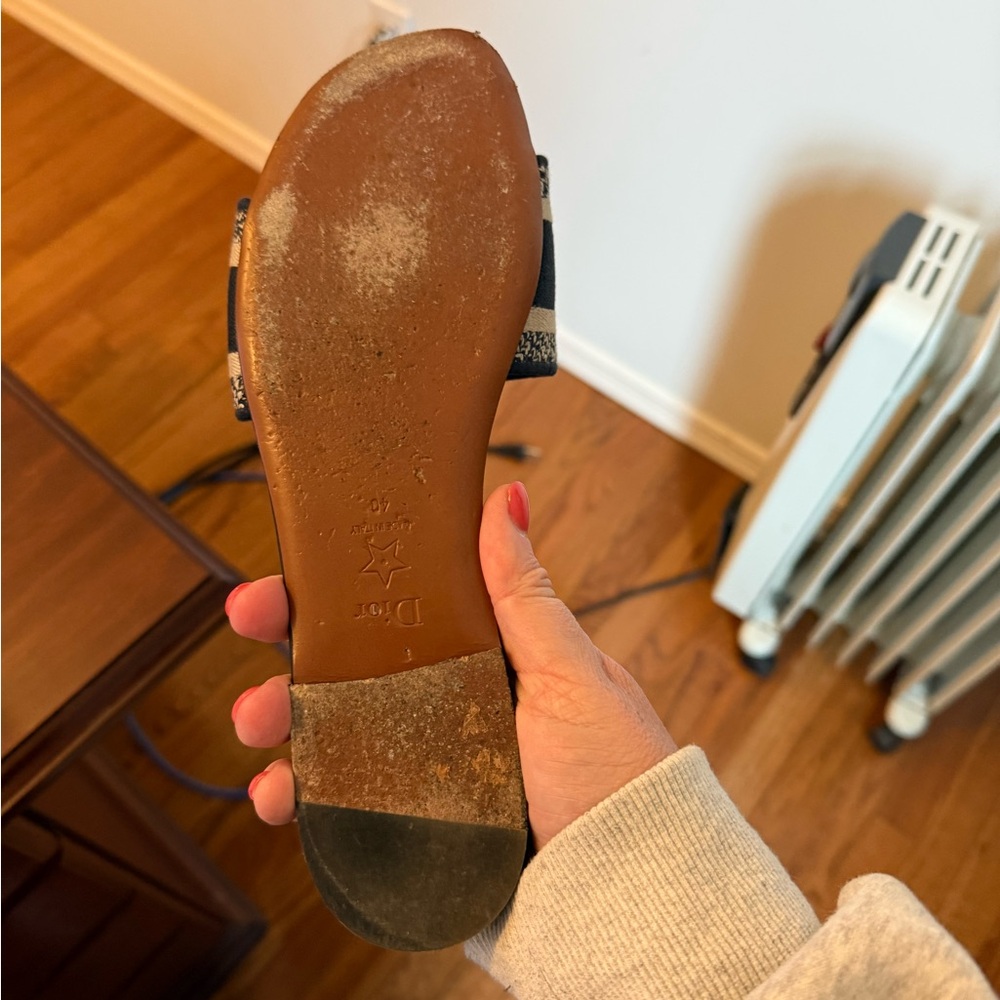 Christian Dior navy and cream Slides size 40 - Picture 9 of 14